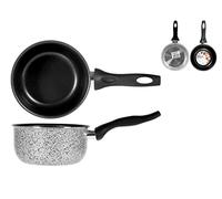 Home Salt Peper Casserole avec Manche, revêtement Anti-adhésif, 16 cm, Aluminium, Noir/Gris