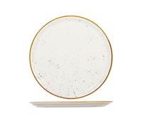 HOME Saturnia Stains Lot de 6 assiettes à pizza, porcelaine décorée, beige, 31 cm