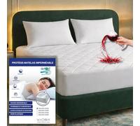 HOME STILL Protège-Matelas imperméable 100x200x30 cm, matelassé Respirant, Microfibre Douce, Dessous en polyuréthane, antibactérien, élastique intégral
