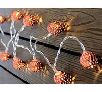 Home & Style Guirlande avec boules en métal, 10 LED blanc chaud, câble d'alimentation 30 cm, 2 piles AA non incluses, 8086 Petites boules Cupfer
