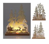 Home & Styling Collection Koopman International B.V - DÉCO LED Bois Village NOËL FORËT Or 12X4.5X15.5CM