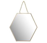 Home @ Styling Collection Miroir Doré Suspendu Forme Alvéole avec Chaînette - 30x26x1cm