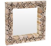 Home Styling Collection Miroir Mural en Bois, Miroir Mural carré - Bois de Teck, 50 x 50 cm