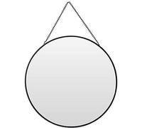 Home Styling Collection Miroir Mural Rond avec Pendentif, Ø 29 cm, Couleur:Schwarz