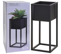 Home&styling Pot De Fleurs Sur Pied Métal Noir 50 Cm Noir