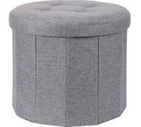 Home & Styling Tabouret avec assise matelassée Ottoman, Ø 45 x 39 cm, gris