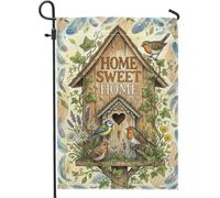 Home Sweet Birdhouse Drapeau de jardin aquarelle 30,5 x 45,7 cm