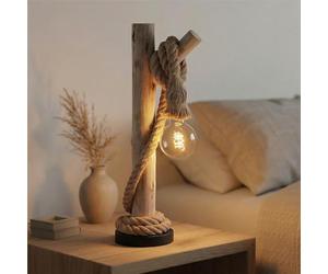 home sweet home collection Lampe de table maritime vintage corde, lampe de table à LED au design industriel rustique avec douille E27,