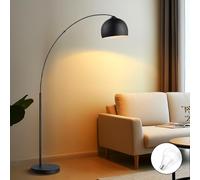 Home Sweet Home Lampadaire à arc noir en métal 172cm, luminaire de salon design industriel, lampe arquée E27 avec interrupteur au pied et LED