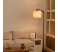 Home Sweet Home Lampadaire moderne | 49/49/150cm | Noir | Lampadaire avec abat-jour en lin| Contient une source lumineuse LED E27 9W 2700k 806lm | avec interrupteur à pied | convient pour salon