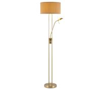 Home Sweet Home Lampadaire plafonnier avec lampe de lecture dimmable - Lampadaire de salon en laiton, lampe sur pied LED 170 cm avec abat-jour en tissu, ampoules E27 & G9 incluses