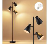 Home Sweet Home Lampadaire Vintage 3 Flammes Noir, Lampadaire Industriel avec 3 Ampoules LED E27 Incluses - Lampe sur Pied Rétro en Métal 167cm pour Salon et Bureau