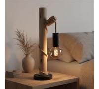 Home Sweet Home Lampe de table en bois style bohème-Maritim | 21/21/55cm | Douille E27 | Lampe de lecture rétro avec câble en corde | Pour salon, chambre, lampe de chevet