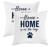Home Sweet Home Lot de 2 housses de coussin décoratives confortables pour salon, canapé, lit, canapé, 45,7 x 45,7 cm, blanc avec texte bleu marine