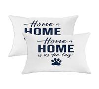 Home Sweet Home Lot de 2 housses de coussin décoratives confortables pour salon, canapé, lit, canapé, 50,8 x 30,5 cm, blanc avec texte bleu marine