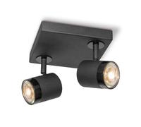 Home Sweet Home Manu Plafonnier LED moderne | 16/16/15 cm | Noir | Spot de plafond 2 ampoules | Métal | Intensité variable | Ampoule LED incluse | GU10 | 5 W | 390 lm | Lumière blanche chaude