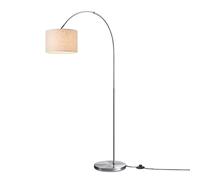 Home Sweet Home Moderne Lampadaire | arc Duke | 98/30/180cm | Acier brossé | Lampadaire | Fischer avec abat-jour en lin blanc | E27 | avec interrupteur au pied | pour le salon