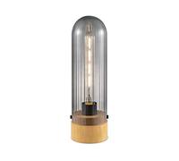 Home Sweet Home Moderne lampe de table Capri | 10/10/33cm | Fumée | lampe de chevet | Verre et Bois pour une source de lumière E27 LED | avec interrupteur à cordon | pour le salon