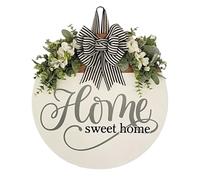 Home Sweet Home Sign for Door Front - Home Sweet Home Decor Well Welcome Sign | 30 cm Round Wood Sign Signet Decor Decor Couronne, couronne de printemps d'été pour les saisons d'été décor de porte de