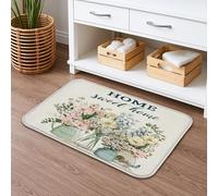 Home Sweet Home Tapis de bain à séchage rapide, motif botanique vintage, absorbant, antidérapant, lavable pour salle de bain et toilettes, 50,8 x 81,3 cm