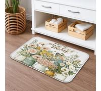 Home Sweet Home Tapis de bain vintage rustique à séchage rapide, motif floral, absorbant, antidérapant, lavable pour salle de bains et toilettes, 40,6 x 61 cm