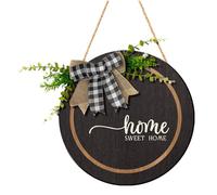 Home Sweet Panneau de salle de classe pour porte d'entrée, décoration de porche de ferme, panneau rond en bois à suspendre pour pendaison de crémaillère, maison, extérieur, intérieur, 28 cm Qpz904 (A