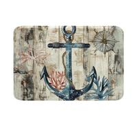 Home Tapis Ancre Bleue Nautique Rustique en Bois D'Algues Tapis Entree Exterieur Lavable Anti-Poussière Paillasson Intérieur pour Terrasse Chambre À Coucher 40X60Cm