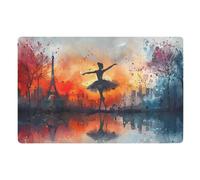 Home Tapis Ballet De La Tour Eiffel À Paris Anti-Poussière Tapis Entree Lavable Paillasson Décoratif D'Extérieur pour Entrée Intérieur Maison 40X60Cm