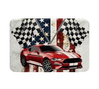 Home Tapis Drapeaux À Checkered De Compétition De Sports Extrêmes De Voiture De Course Rouge Tapis Antidérapant Anti-Poussière Paillasson pour Chambre À Coucher Entrée 40X60Cm