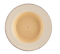 Home Tierra Set de 6 Assiettes Creuses, grès, peintes à la main, ivoire/marron, 22.5 cm