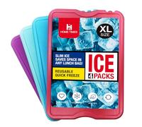 Home Times Lot de 4 blocs réfrigérants pour sac isotherme, taille XL, fins, réutilisables, congélation rapide, peu encombrant, essentiels pour le camping, la pêche, les voyages en voiture et la plage