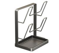 Home Tower Support pour couvercle et louche, organiseur d'ustensiles de cuisine pour spatules, couvercles de casseroles et livres de cuisine, rangement de comptoir avec coussinets de protection en