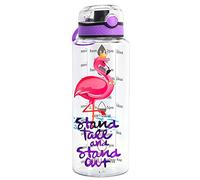 Home Tune Bouteille d'eau 945ml - Tritan sans BPA, Bouteille d'eau étanche à Bouton-Poussoir avec Couvercle Rabattable avec Motif imprimé en Aluminium pour Filles et garçons - Flamingo