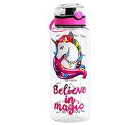 Home Tune Bouteille d'eau 946ml - Tritan sans BPA, Bouteille d'eau étanche à Bouton-Poussoir avec Couvercle Rabattable avec Motif imprimé en Aluminium pour Filles et garçons - Licorne