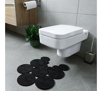 Home Turko Tapis de toilette lavable double face en jute tissé super absorbant antidérapant lavable en machine (noir)
