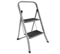 Home Vida Escabeau à 2 marches en Acier Robuste avec marches Larges et antidérapantes, Charge maximale de 150 kg, pour la Maison, la Cuisine, Le Bricolage, Le Jardin, Gris