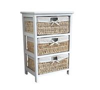 Home Vida Maize Meuble de rangement à 3 tiroirs pour salle de bains/chambre à coucher, bois, blanc