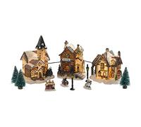 HOME VILLAGE 5MAI026 Coffret 3 Maisons Pièces 10 LED, Résine, Multicolore, 11 Unité (Lot de 1)