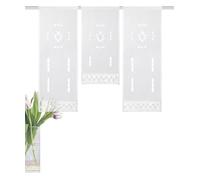 HOME WOHNIDEEN Alegra 55715 Lot de 3 Rideaux de fenêtre brodés Blanc 80 x 30 cm