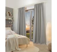 Home WOHNIDEEN Ashton, Rideau occultant, décoration structurée, 100% occultant, avec Bande combinée de 10 cm, Couleur : Gris, Dimensions : 245 x 135 cm, Nombre : 1