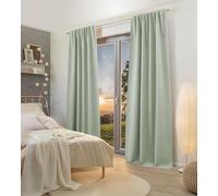 Home WOHNIDEEN Ashton, Rideau occultant, décoration structurée, 100% occultant, avec Bande combinée de 10 cm, Couleur : Sauge, Dimensions : 245 x 135 cm, Nombre : 1