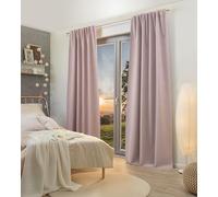 Home WOHNIDEEN Ashton, Rideau occultant, décoration structurée, 100% occultant, avec Bande combinée de 10 cm, Couleur : Rose, Dimensions : 245 x 135 cm, Nombre : 1