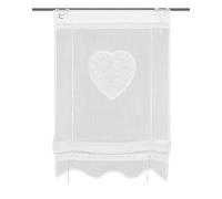 HOME WOHNIDEEN Corazon 091417-0101 Store Enrouleur avec œillets et Crochets, en Batiste, Broderie et Dentelle, Ouverture inférieure, Blanc, Dimensions (h x l) : (130 x 60 cm) 091417-0101 130 x 60