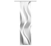 HOME WOHNIDEEN JAIR Rideau Coulissant Aspect Soie - Vagues Impression numérique 245 x 60 cm avec Accessoires Couleur : Gris Dimensions : 245 x 60 cm Nombre : 1