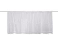 HOME WOHNIDEEN Maciro Rideau Brise-bise, 45 x 145 cm, Semi-Transparent, Batiste, Couleur : Blanc, Dimensions : 45 x 120 cm, Nombre : 1