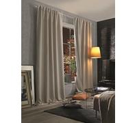 Home WOHNIDEEN Rideau Acoustique occultant Silencio 2 Couches, Teint, avec Ruban combiné de 10 cm, Couleur : Naturel, Taille : 245 x 135 cm, Nombre : 1