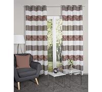 Home WOHNIDEEN Rideau occultant à œillets à Rayures Horizontales Susa, Motif Jacquard, avec 8 œillets métalliques, Couleur : cuivre, Dimensions : 245 x 140 cm, Nombre : 1