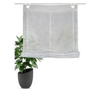 HOME WOHNIDEEN Store Bateau Casper - Structure en Lin - avec œillets - avec Crochets de fenêtre en métal - Couleur : Gris - Dimensions : 130 x 110 cm - Nombre : 1