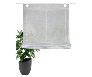 HOME WOHNIDEEN Store Bateau Casper - Structure en Lin - avec œillets - avec Crochets de fenêtre en métal - Couleur : Gris - Dimensions : 130 x 45 cm - Nombre : 1