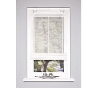 Home WOHNIDEEN Store Romain Transparent Jörg en Semi-Organza avec Bandes transversales, œillets de Suspension et Crochets, Couleur : Blanc, Dimensions : 130 x 45 cm, Nombre : 1